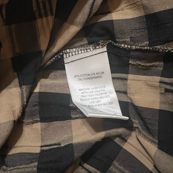 Foxcroft Black and Tan Plaid Button Down Shirt - Picture 5 of 5